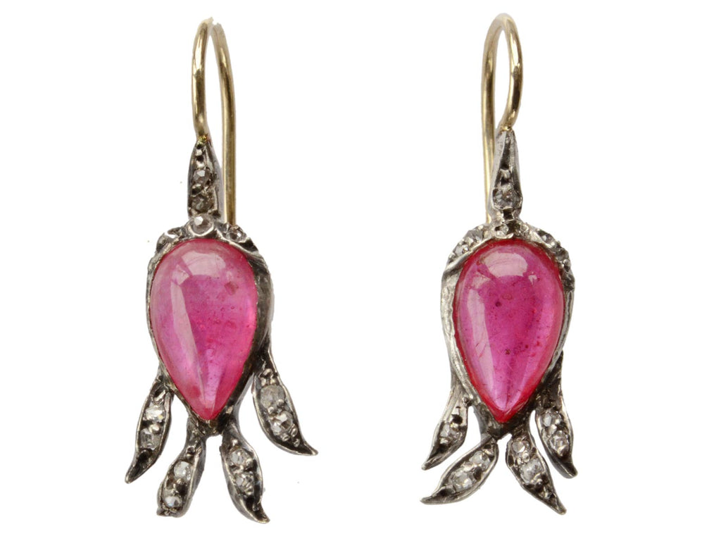 c1860 Victorian Ruby Earrings