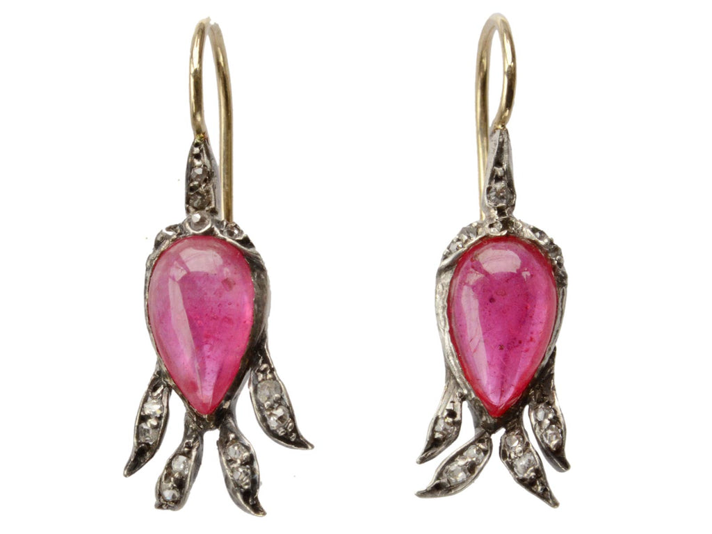 c1860 Victorian Ruby Earrings (on white background)