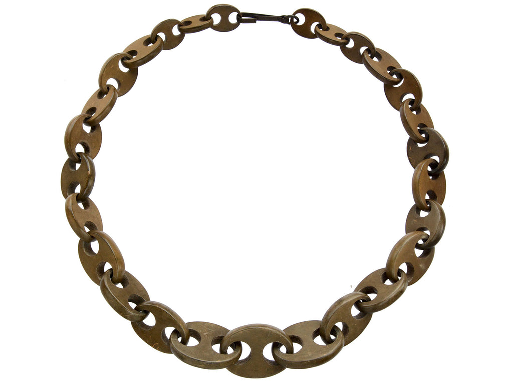 1880s Vulcanite Chain Necklace (on white background)