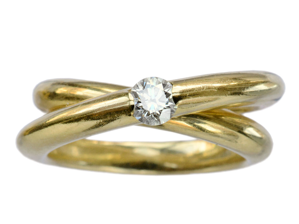 1970s Wempe Diamond Crossover Ring (on white background)