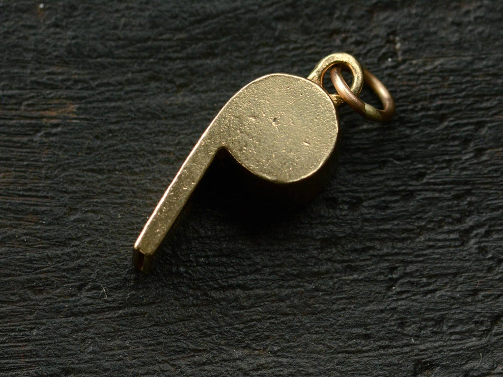 1950s Gold Whistle Charm (side view)