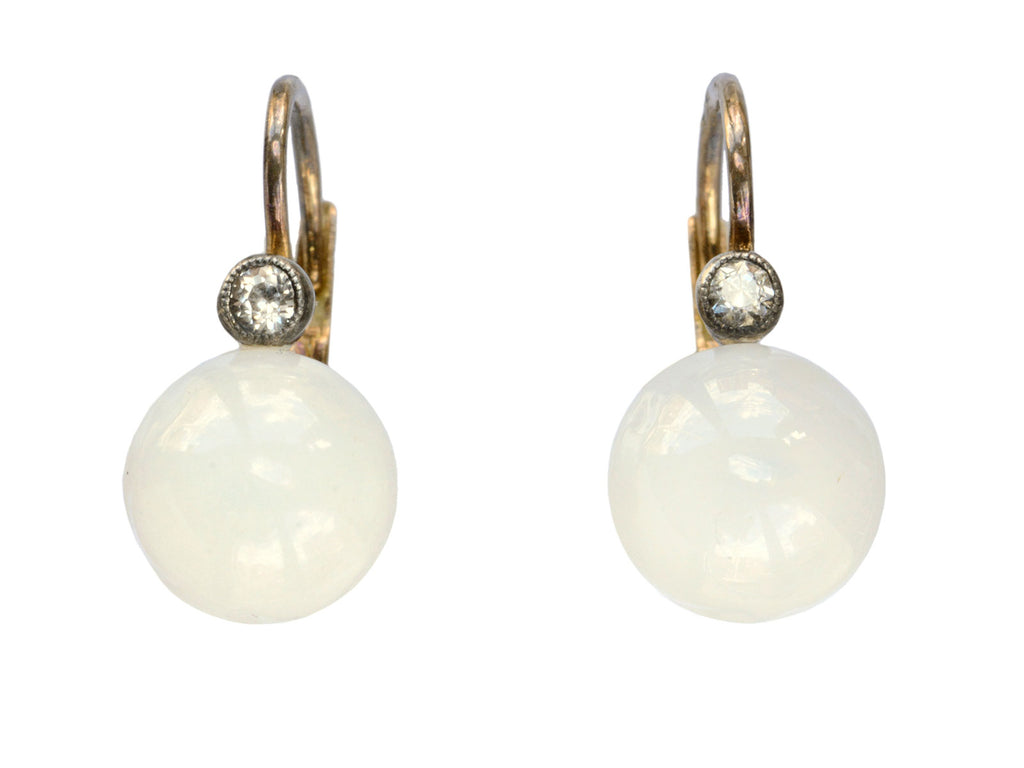 1920s French White Jade Earrings
