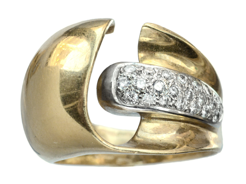 1980s Italian Wide Diamond Ring (on white background)