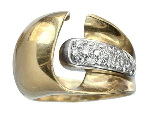 1980s Italian Wide Diamond Ring (on white background)