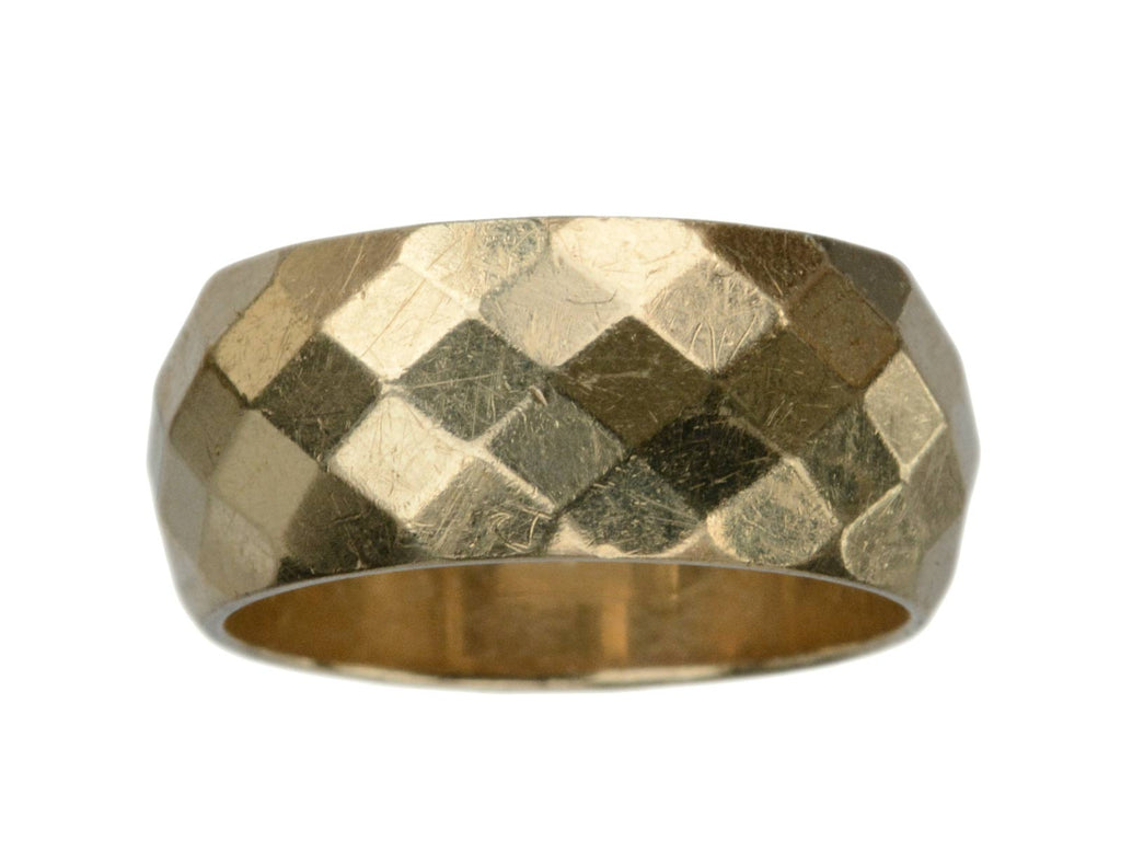 1940s Wide Faceted Gold Band (on white background)