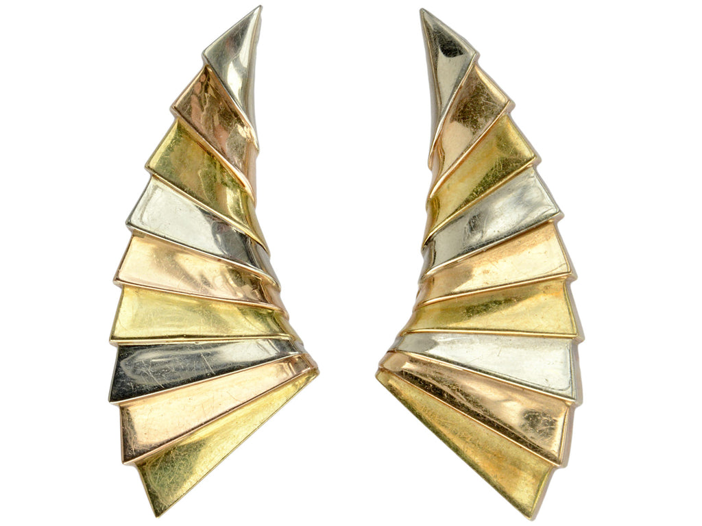 1980s Gold Wing Earrings (on white background)