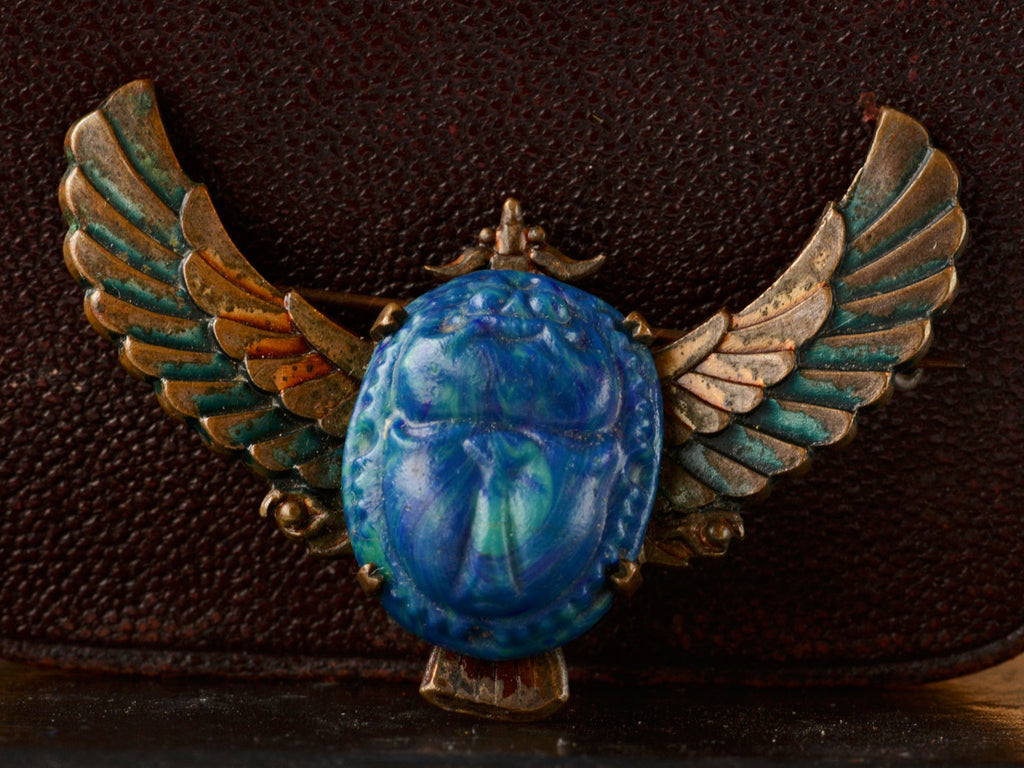 1920s Egyptian Revival Winged Scarab Brooch