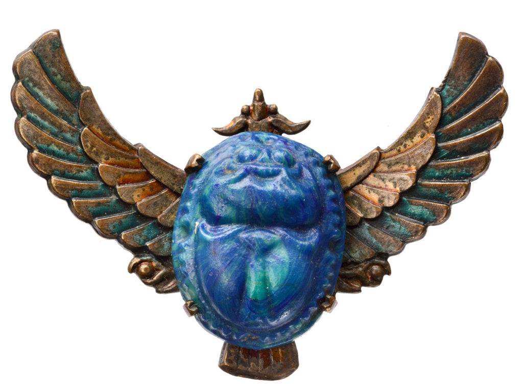 1920s Winged Scarab Brooch (on white background)