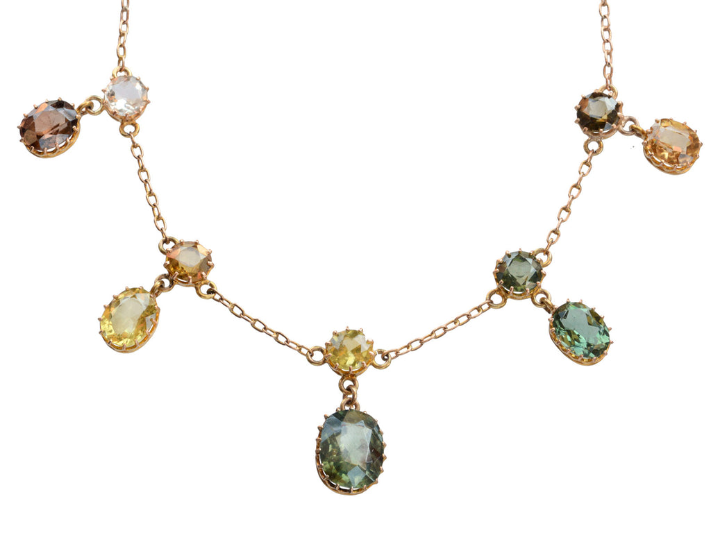 1900s Colorful Gemstone Necklace (on white background)